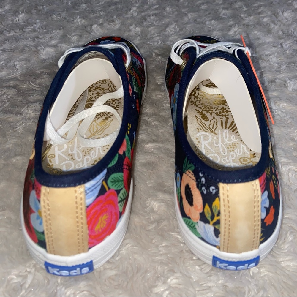 NEW Rifle Paper Co x Keds Kick Start Wild Rose Canvas Sneakers Navy Floral 7.5 - Picture 8 of 13